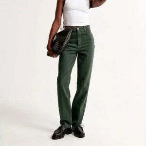 Abercrombie '90s Straight Ultra High Rise Jean in Dark Green